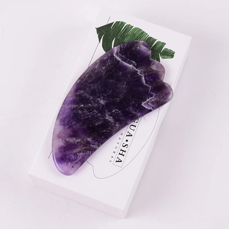 StoneRoll™ – Ametista Originale | Massaggio Viso e Collo | Doppio Roller + Gua Sha