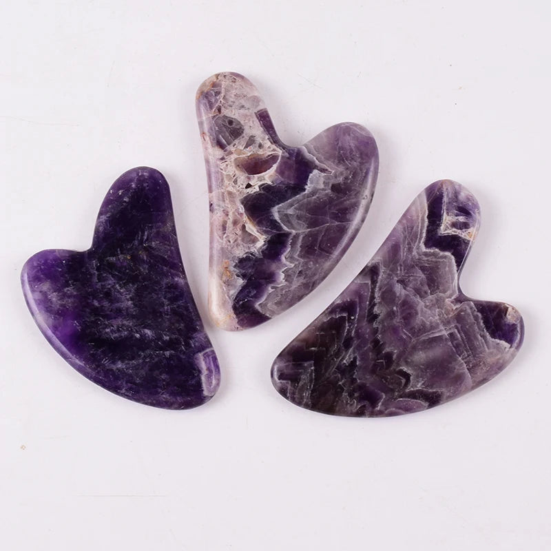 StoneRoll™ – Ametista Originale | Massaggio Viso e Collo | Doppio Roller + Gua Sha