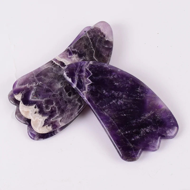 StoneRoll™ – Ametista Originale | Massaggio Viso e Collo | Doppio Roller + Gua Sha