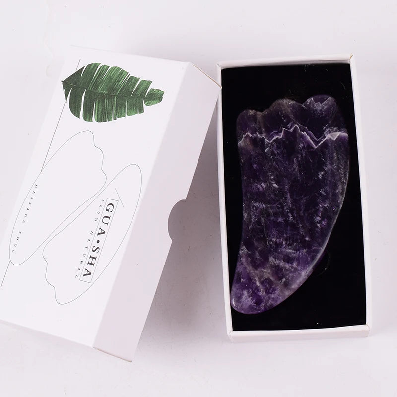 StoneRoll™ – Ametista Originale | Massaggio Viso e Collo | Doppio Roller + Gua Sha