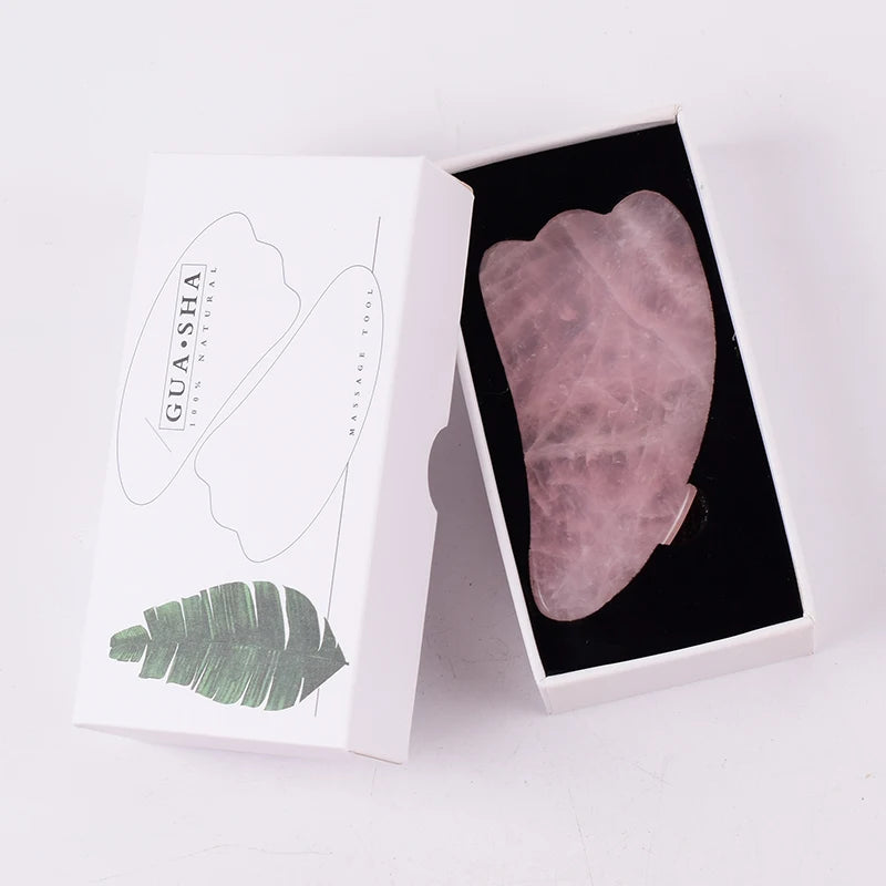 StoneRoll™ – Quarzo Rosa | Massaggio Viso e Collo | Doppio Roller + Gua Sha