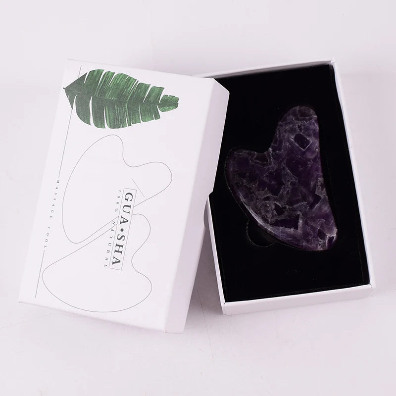 StoneRoll™ – Ametista Originale | Massaggio Viso e Collo | Doppio Roller + Gua Sha