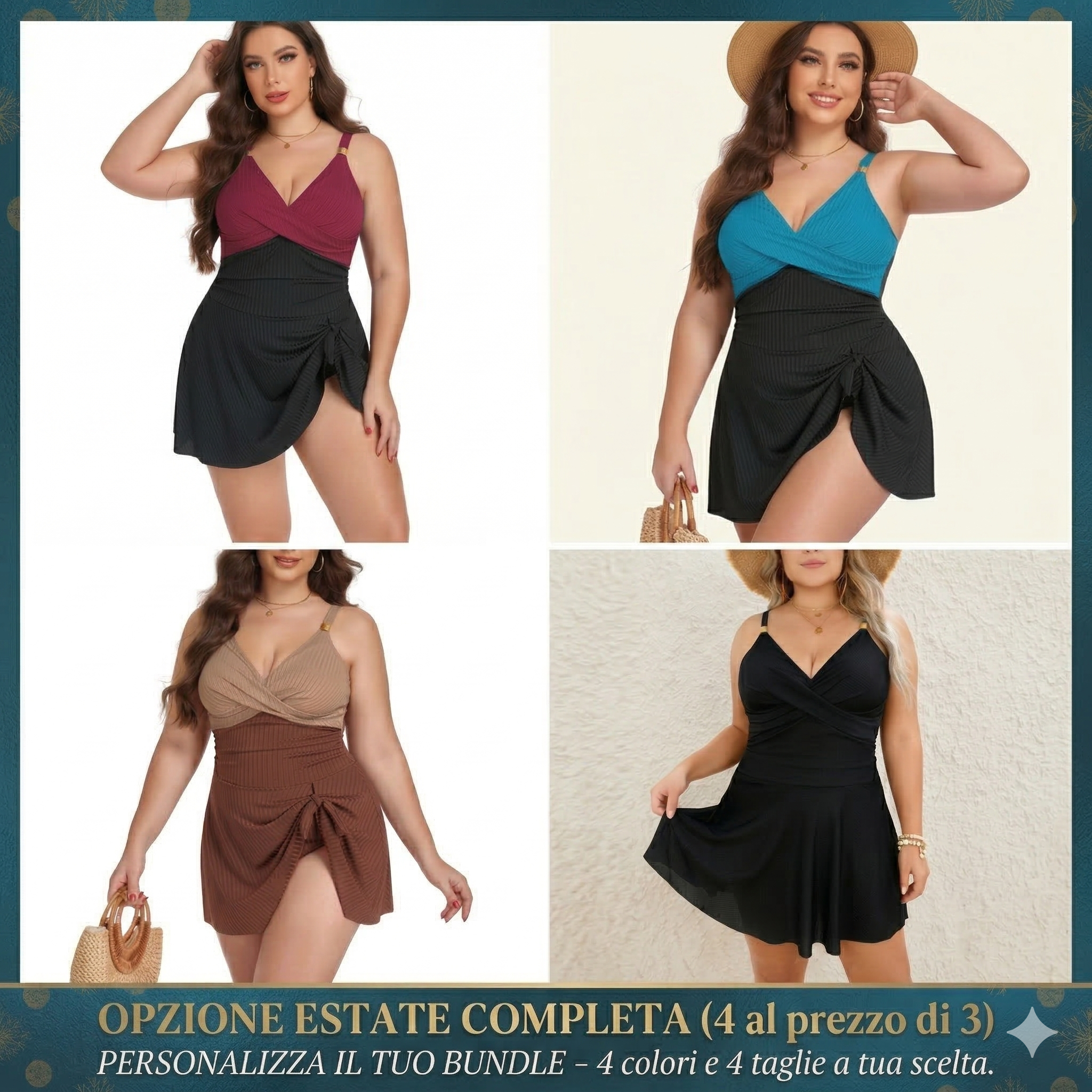 RivieraChic™ Plus | Costume Intero "Shorty" Comfort Assoluto (L-5XL) | Vestibilità Inclusiva e Trama Texturizzata