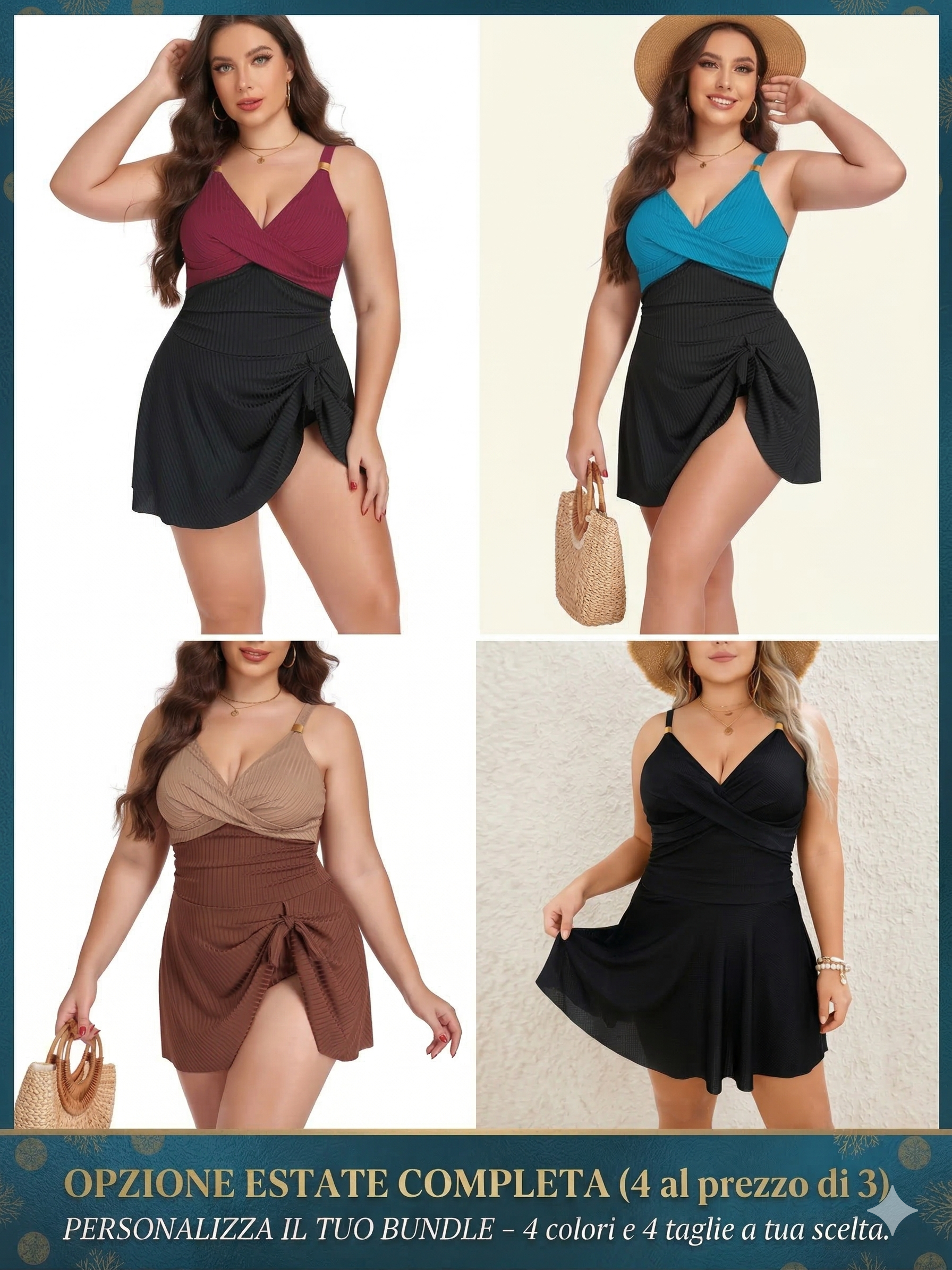 RivieraChic™ Plus | Costume Intero "Shorty" Comfort Assoluto (L-5XL) | Vestibilità Inclusiva e Trama Texturizzata