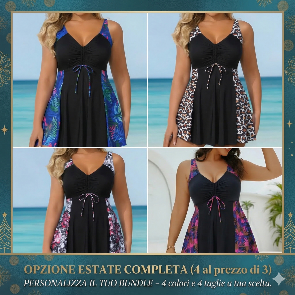 BeautyCurve™ Plus | Costume Modellante "Armonia Tropicale" - 8 Varianti di colore | Comfort Totale XL-5XL