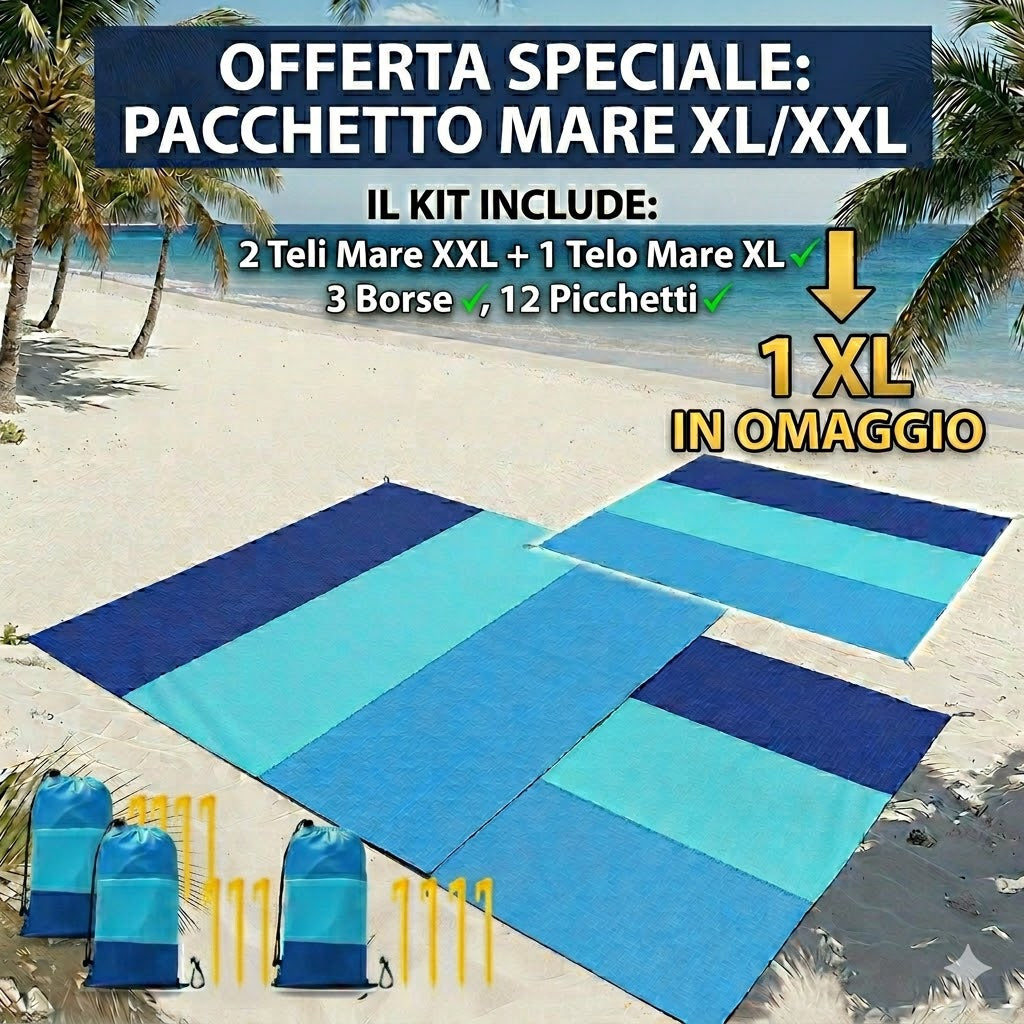 OceanMat SandFree™ | Tappetino da Spiaggia Ultra-Leggero con Picchetti - Antisabbia e Impermeabile