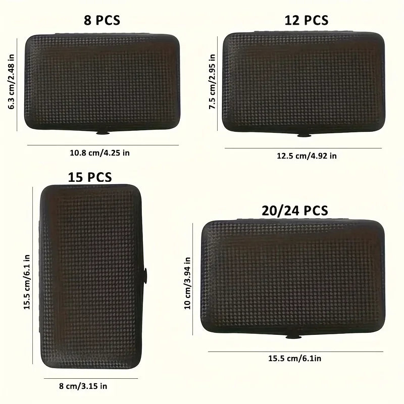 SteelCure™ Set Manicure e Pedicure | Kit Professionale da Viaggio in Acciaio Inox (8-24 Pezzi) - Deep Black Edition