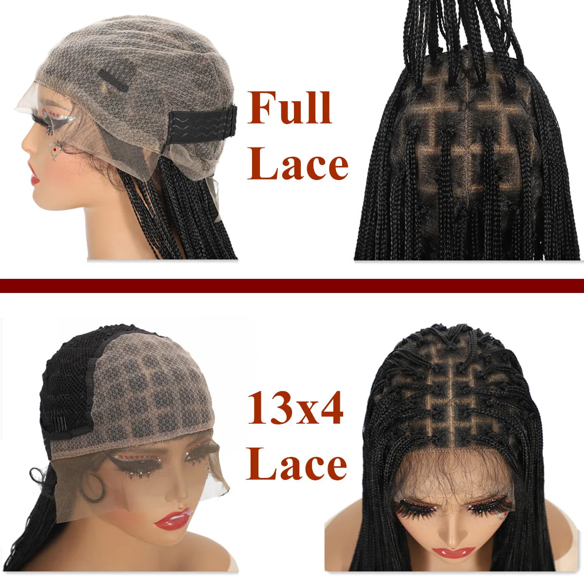 LaceBraids™ | Parrucca con Treccine African Style - Effetto Naturale Senza Nodi (30-60 cm) | Deep Black Edition