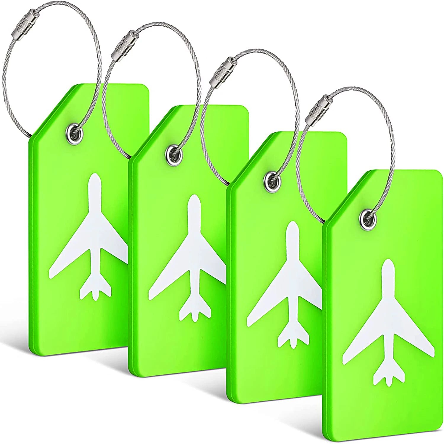 SkyID Elite™ – Set Etichette Valigia Identificative (4 Pezzi) | Silicone Flessibile & Cavo in Acciaio