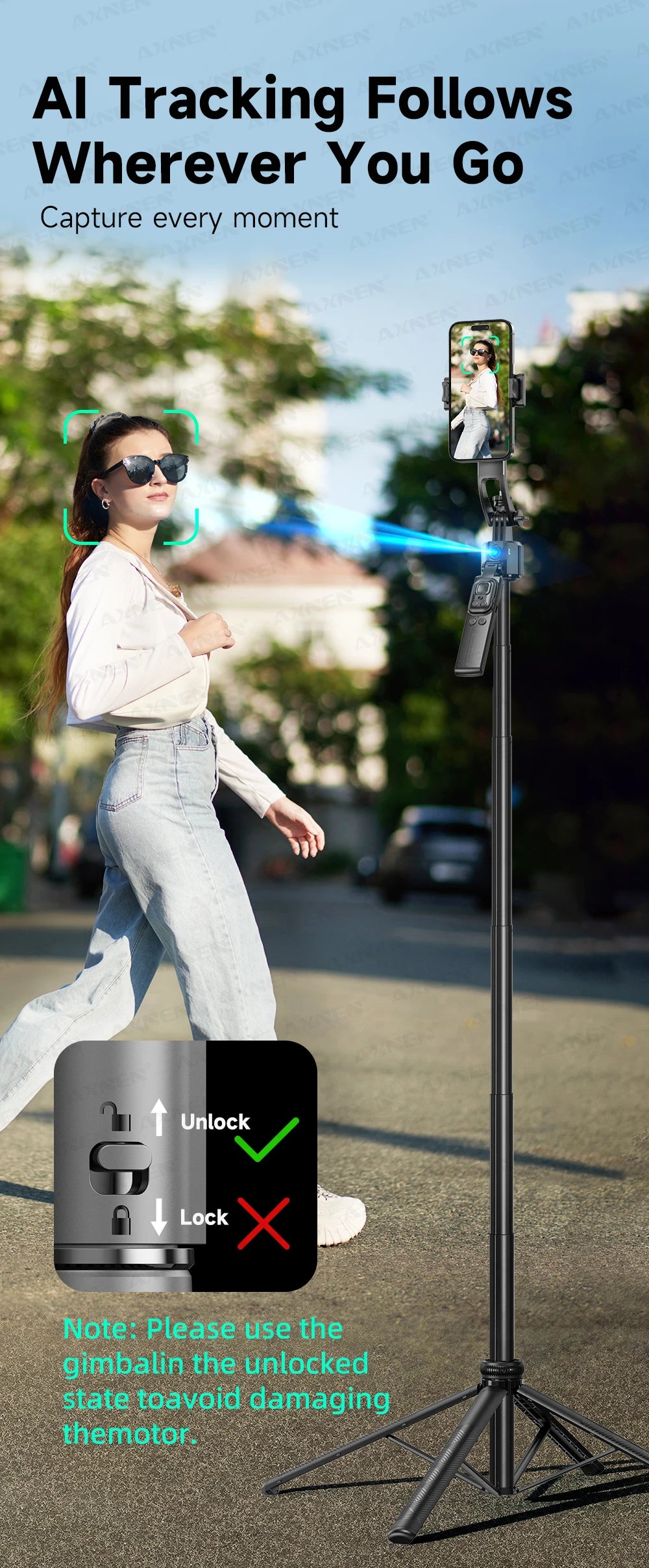 SmartPod AI™ - Treppiede 360° Auto-Rotante con Telecomando TikTok e Stabilizzatore Intelligente | Cameraman Automatico