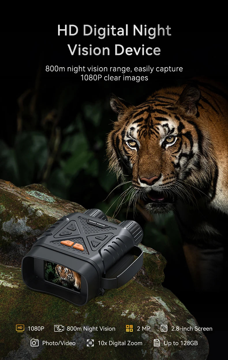NightVision Elite™ | Binocolo Digitale Infrarossi 1080P - 800m - Visore Notturno Professionale con Schermo 2.8"