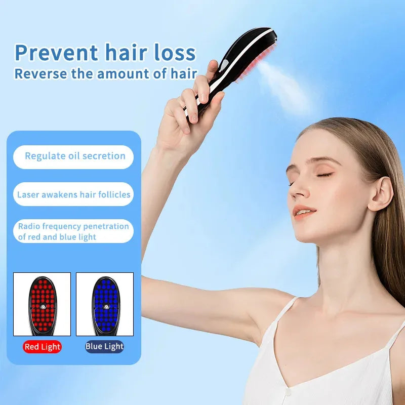GlobTreater™ Hair-Regrow Pro - Spazzola Professionale Anticaduta e Massaggiante con Fototerapia LED | Applicatore Olio Integrato