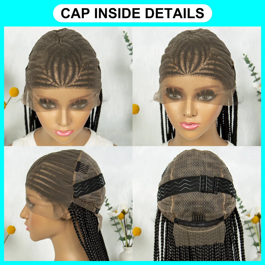 CornrowLace™ | Parrucca Intrecciata - Treccine Cornrow con Baby Hair | 90 cm di Lunghezza