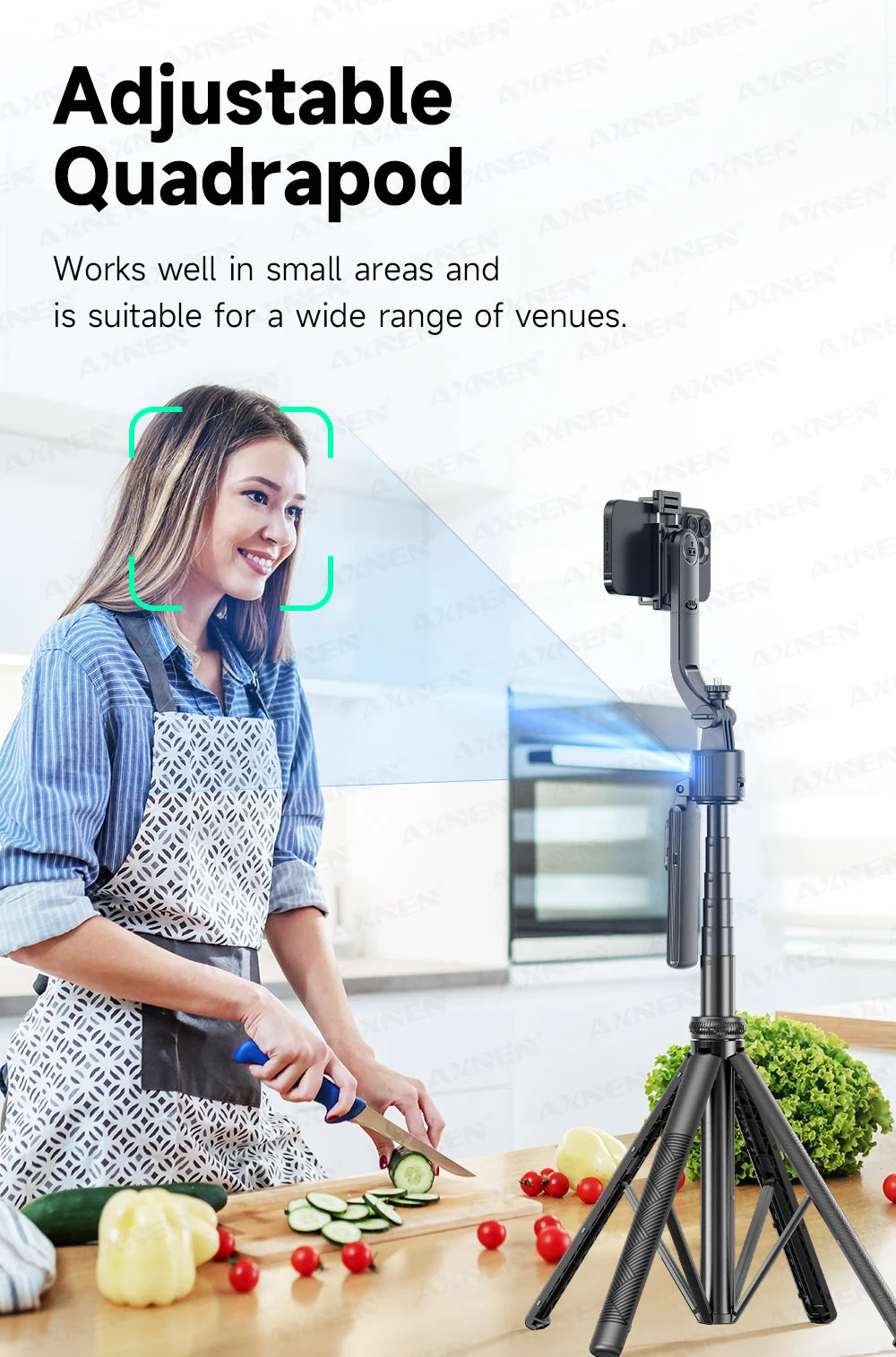 SmartPod AI™ - Treppiede 360° Auto-Rotante con Telecomando TikTok e Stabilizzatore Intelligente | Cameraman Automatico