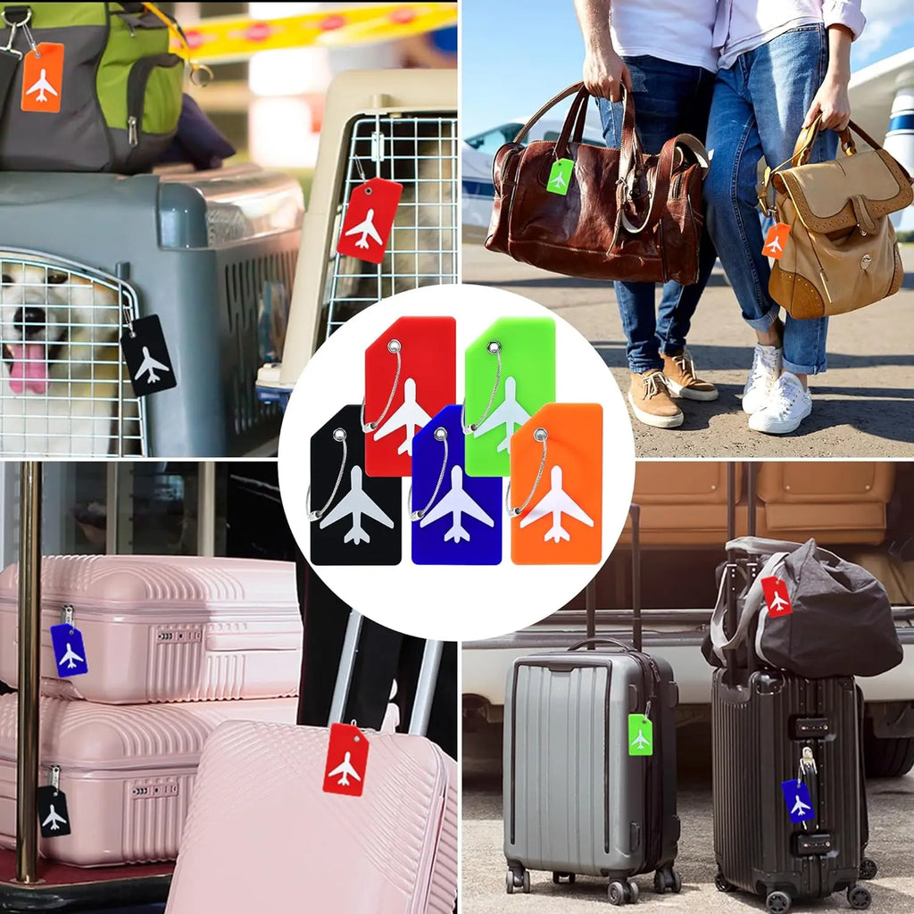 SkyID Elite™ – Set Etichette Valigia Identificative (4 Pezzi) | Silicone Flessibile & Cavo in Acciaio