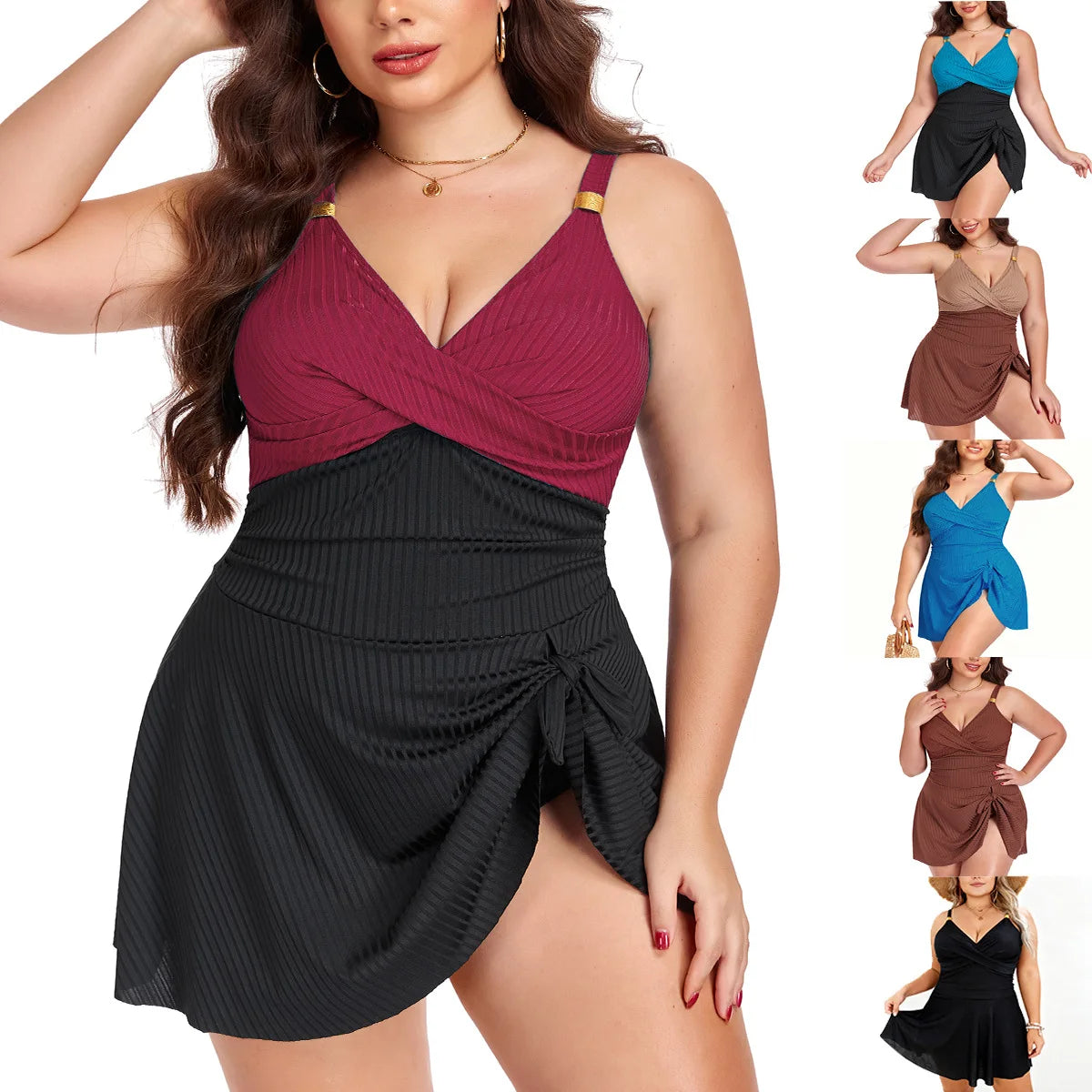 RivieraChic™ Plus | Costume Intero "Shorty" Comfort Assoluto (L-5XL) | Vestibilità Inclusiva e Trama Texturizzata