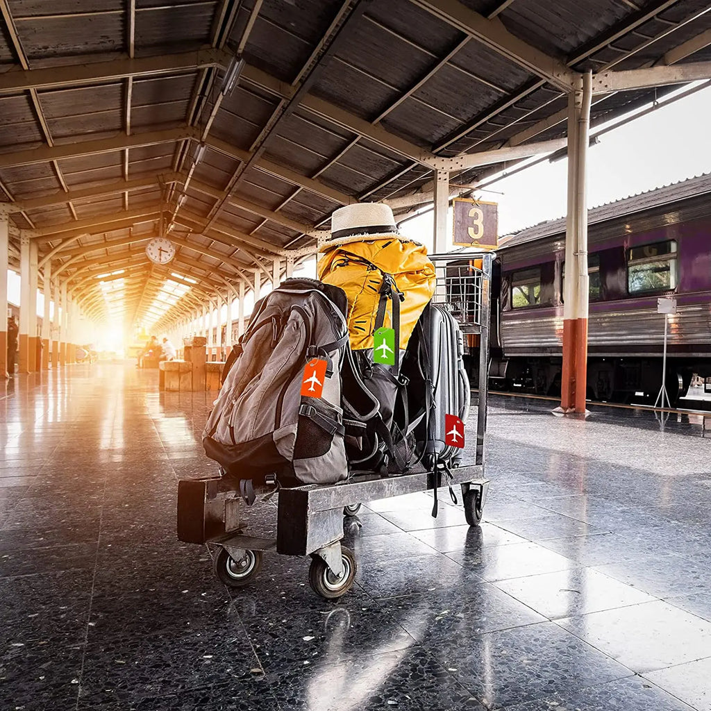 SkyID Elite™ – Set Etichette Valigia Identificative (4 Pezzi) | Silicone Flessibile & Cavo in Acciaio