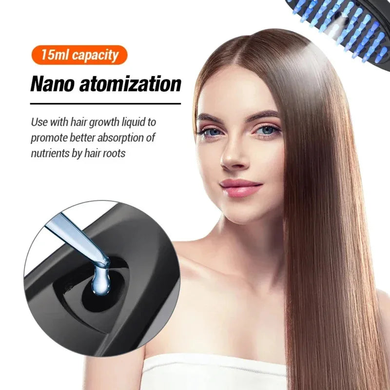 GlobTreater™ Hair-Regrow Pro - Spazzola Professionale Anticaduta e Massaggiante con Fototerapia LED | Applicatore Olio Integrato
