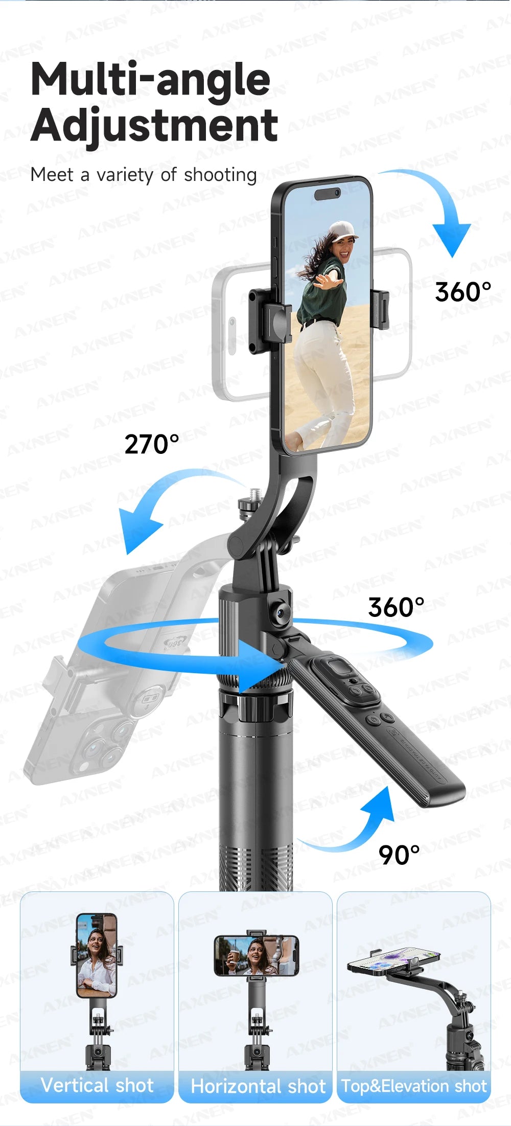 SmartPod AI™ - Treppiede 360° Auto-Rotante con Telecomando TikTok e Stabilizzatore Intelligente | Cameraman Automatico