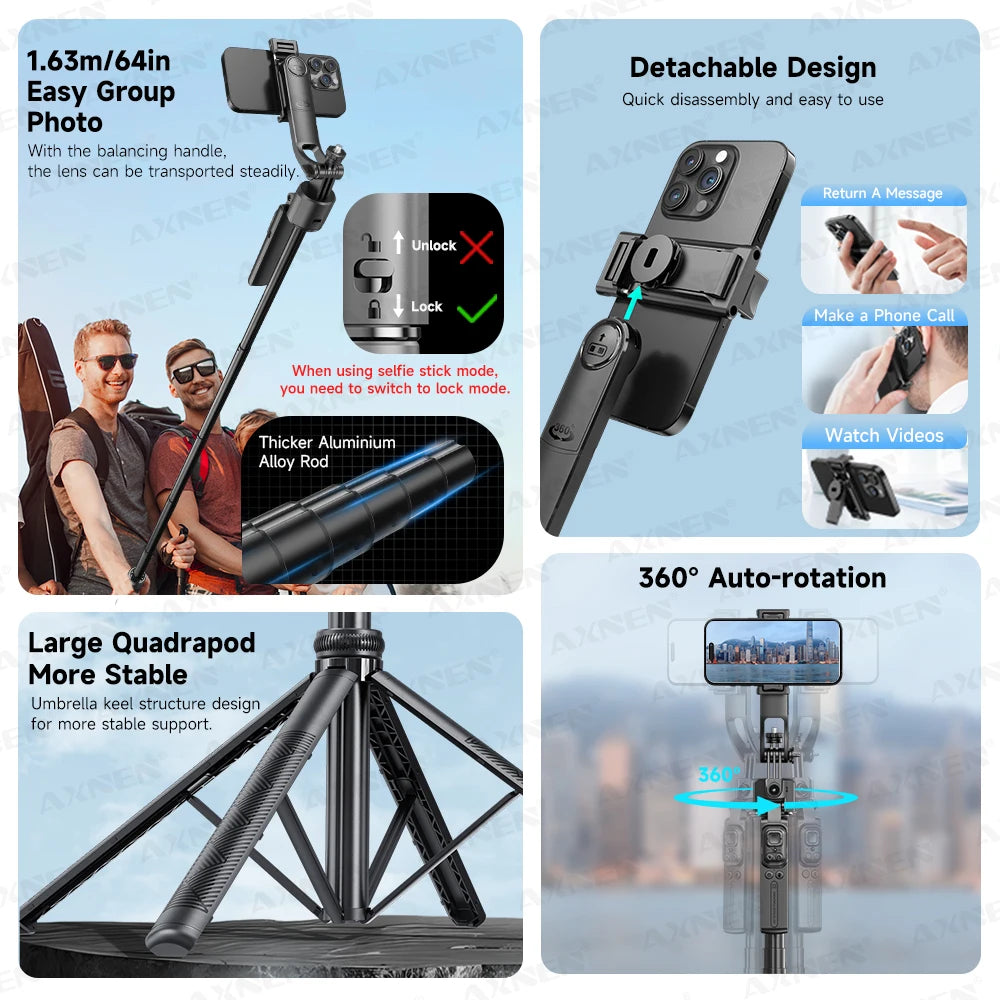 SmartPod AI™ - Treppiede 360° Auto-Rotante con Telecomando TikTok e Stabilizzatore Intelligente | Cameraman Automatico