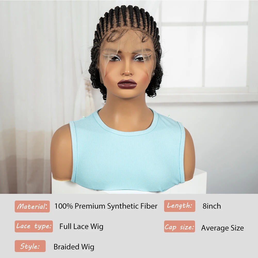 BraidedBob™ | Parrucca Sintetica Premium con Treccine Senza Nodi - Full Lace HD e Baby Hair