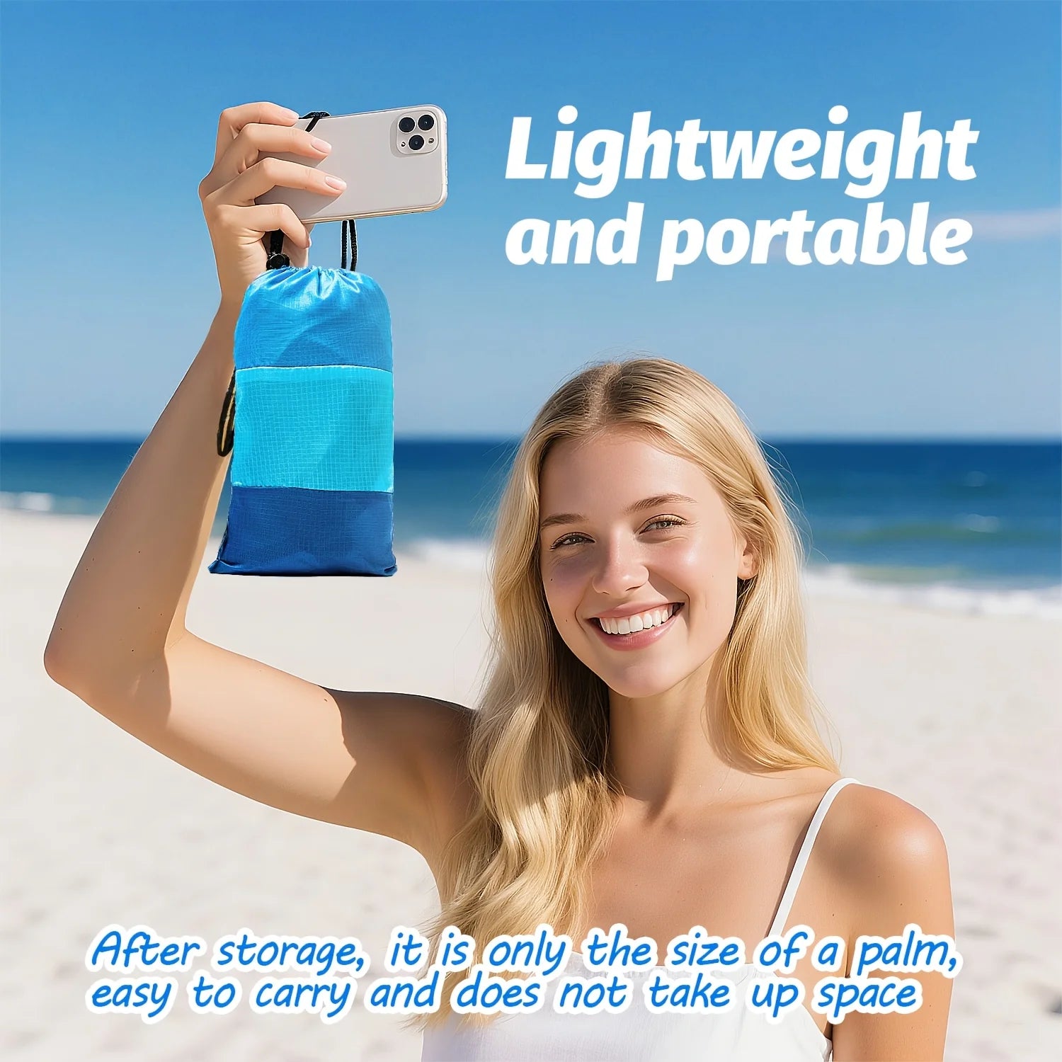 OceanMat SandFree™ | Tappetino da Spiaggia Ultra-Leggero con Picchetti - Antisabbia e Impermeabile