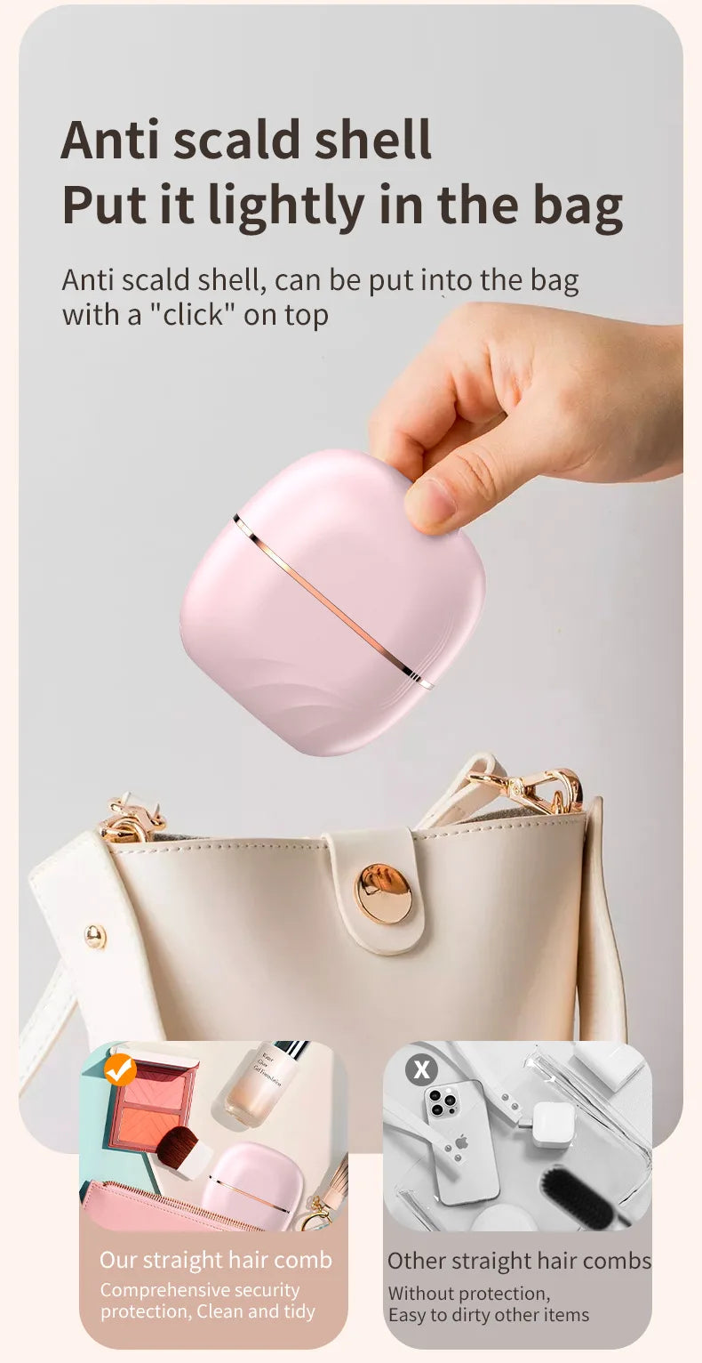 Pocket-Sleek™ Pro | Mini Spazzola Lisciante Con 3 Livelli di calore - Ricaricabile da Viaggio