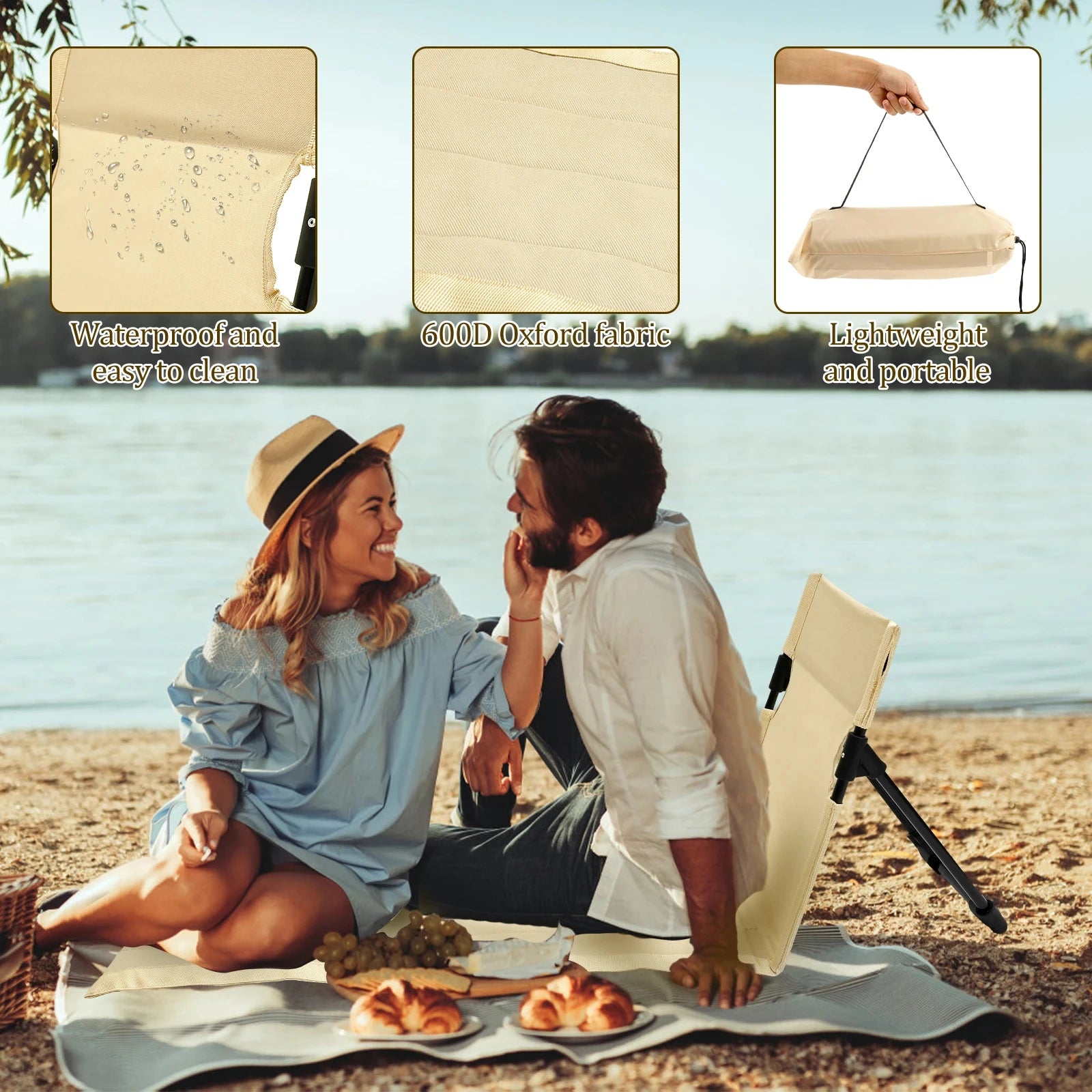 Lawn-Comfort Seat™ | Sedia-Tappetino Pieghevole con Comodo Schienale - Per Spiaggia Campeggio Picnic