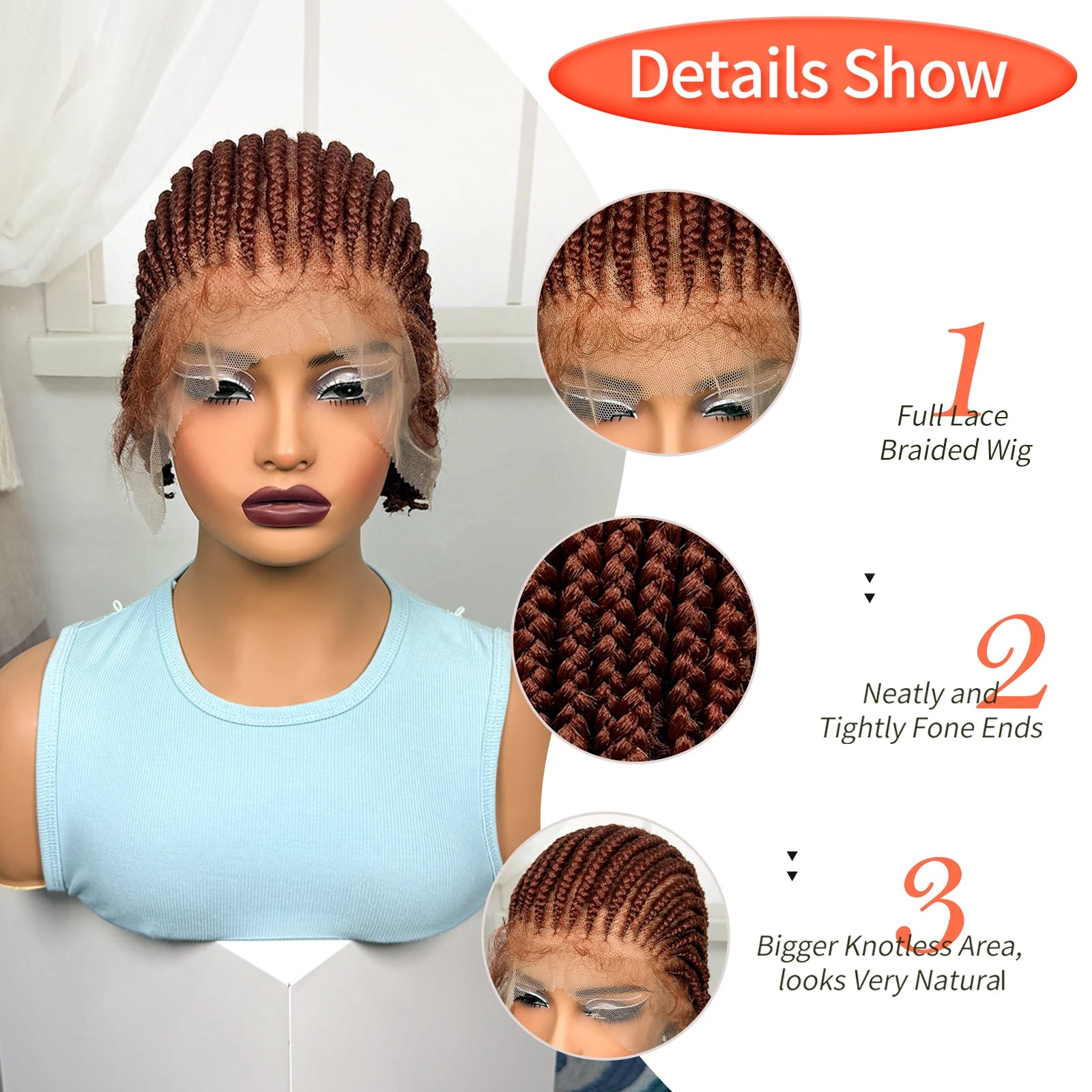 BraidedBob™ | Parrucca Sintetica Premium con Treccine Senza Nodi - Full Lace HD e Baby Hair