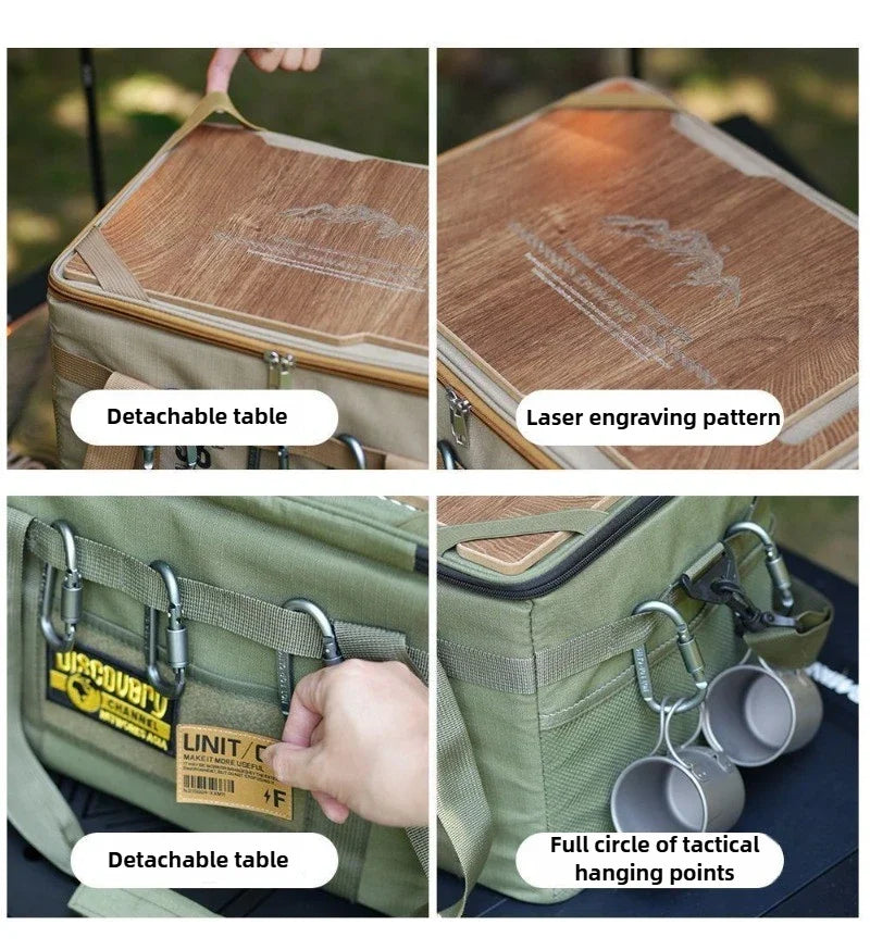 Tactical-Camp Box™ | Borsa Termica Multifunzionale con Tavolo Integrato - Borsa Porta Attrezzatura