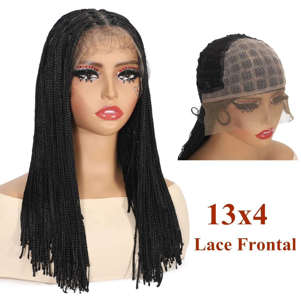 LaceBraids™ | Parrucca con Treccine African Style - Effetto Naturale Senza Nodi (30-60 cm) | Deep Black Edition