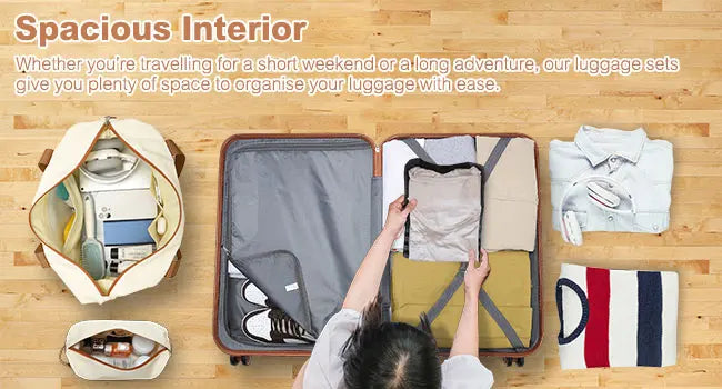 Globtreater™ Set | Kit Bagagli Coordinati Rigidi con Beauty Case e Organizer - Set Valigie Trolley 2/4/6 Pezzi