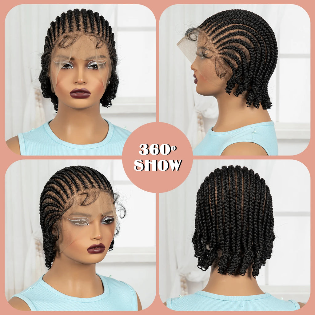 BraidedBob™ | Parrucca Sintetica Premium con Treccine Senza Nodi - Full Lace HD e Baby Hair