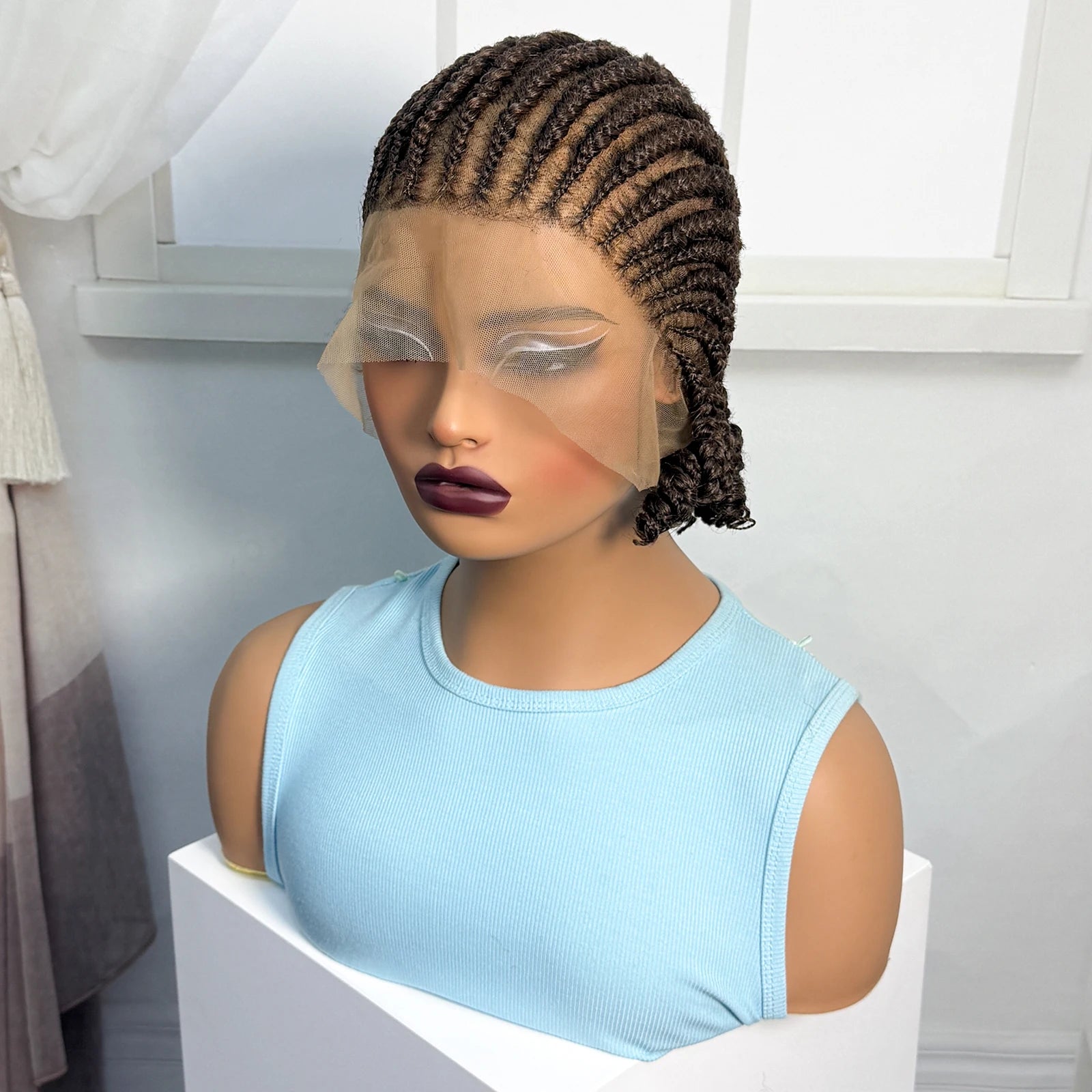 BraidedBob™ | Parrucca Sintetica Premium con Treccine Senza Nodi - Full Lace HD e Baby Hair