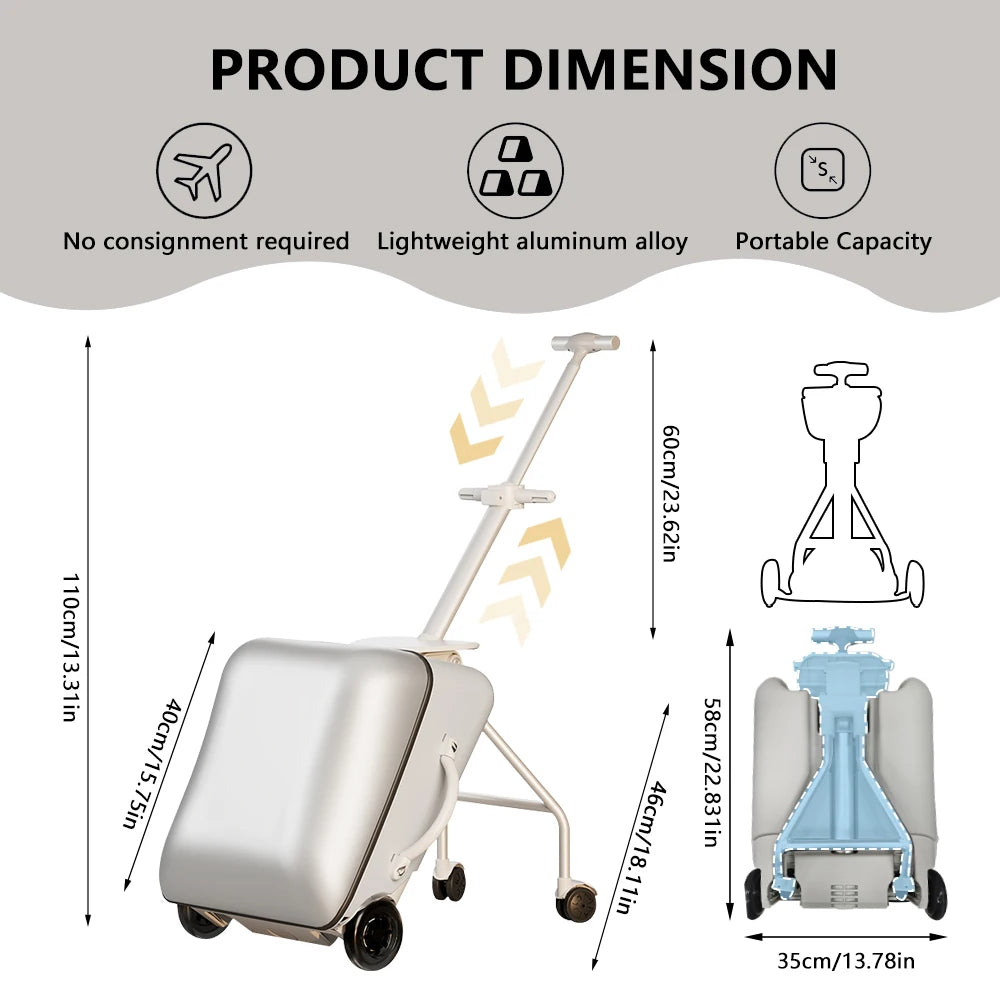Travel-Kids Case™ | Valigia Trolley Cavalcabile con Seduta Integrata - Ruote Girevoli a 360°