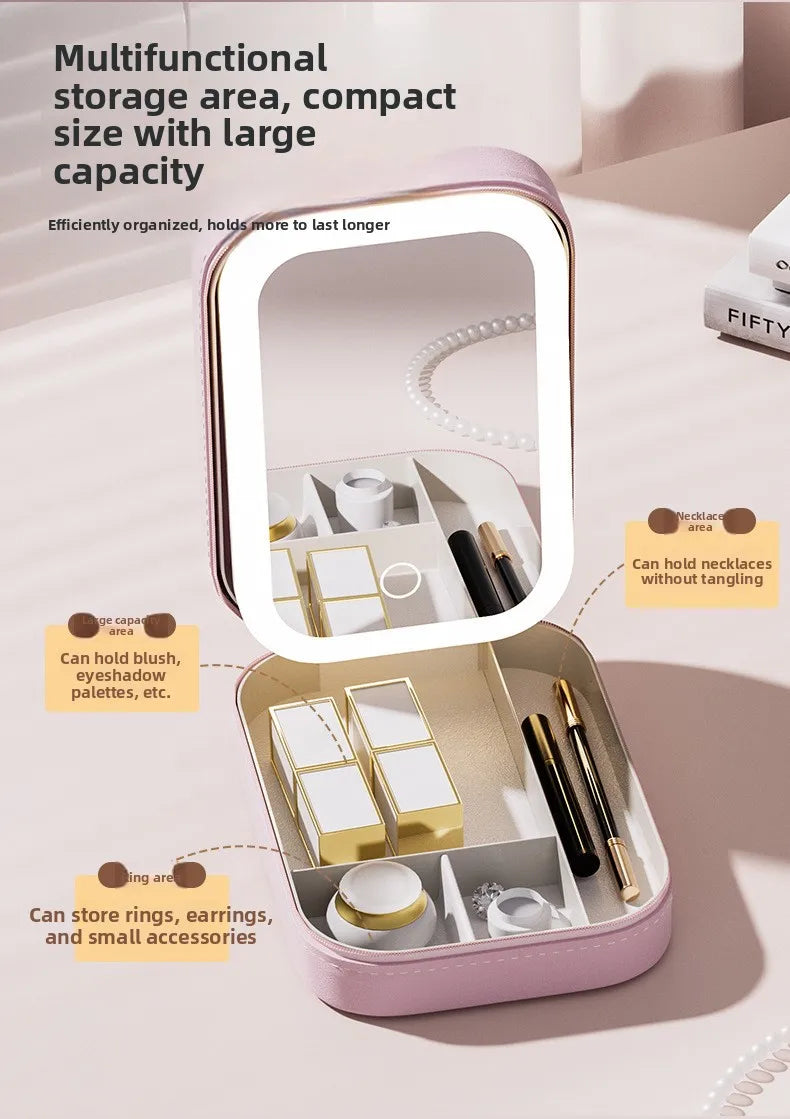 BeautyLed™ - Beauty Case da Viaggio con Specchio LED a 3 Intensità | Mini Makeup Station