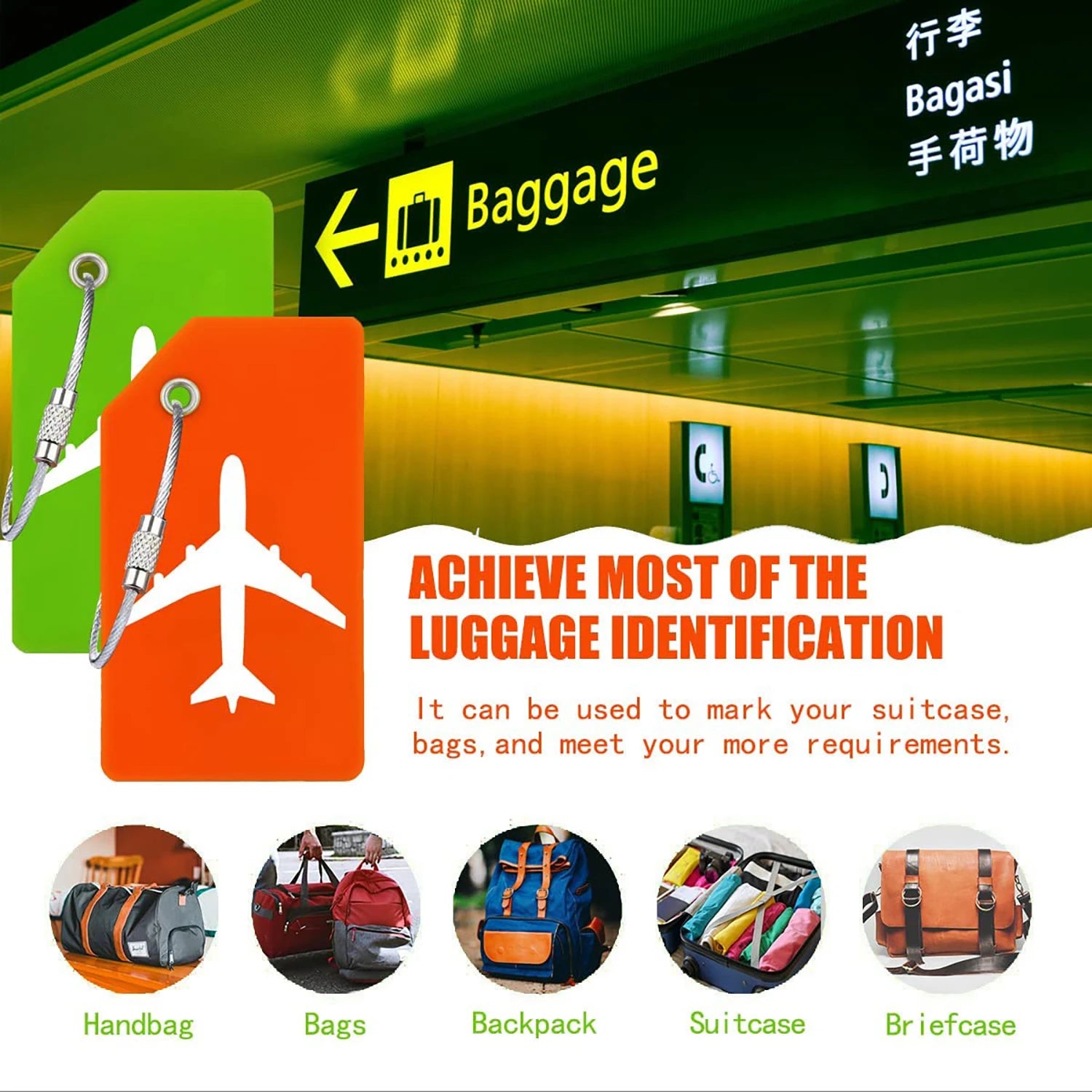 SkyID Elite™ – Set Etichette Valigia Identificative (4 Pezzi) | Silicone Flessibile & Cavo in Acciaio