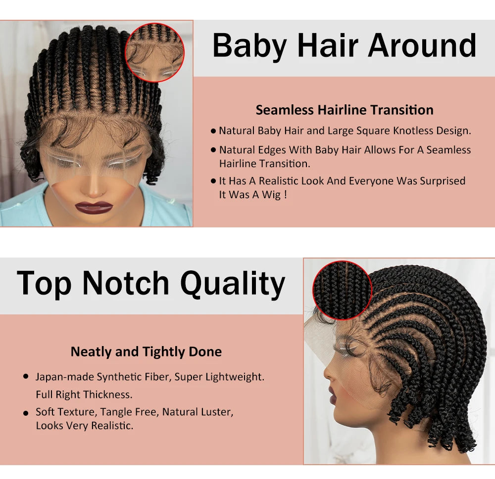 BraidedBob™ | Parrucca Sintetica Premium con Treccine Senza Nodi - Full Lace HD e Baby Hair