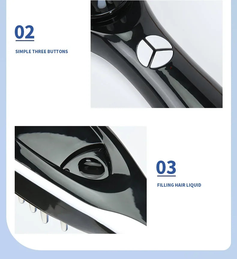 GlobTreater™ Hair-Regrow Pro - Spazzola Professionale Anticaduta e Massaggiante con Fototerapia LED | Applicatore Olio Integrato