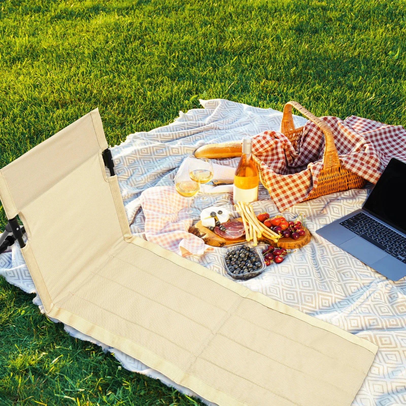 Lawn-Comfort Seat™ | Sedia-Tappetino Pieghevole con Comodo Schienale - Per Spiaggia Campeggio Picnic