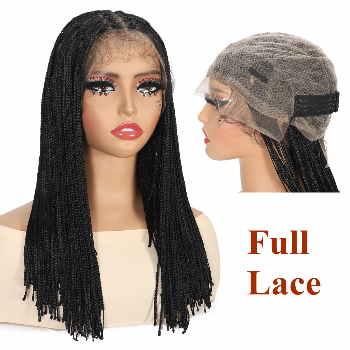 LaceBraids™ | Parrucca con Treccine African Style - Effetto Naturale Senza Nodi (30-60 cm) | Deep Black Edition
