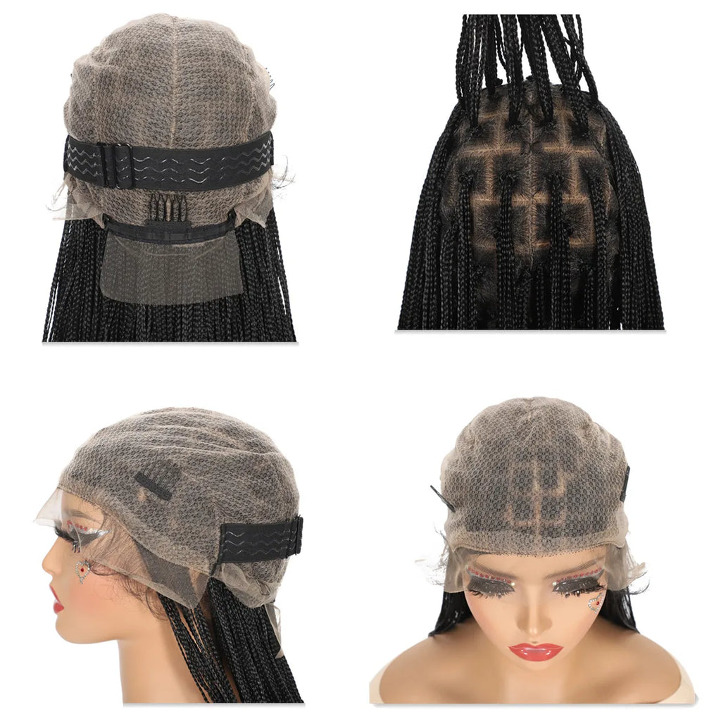 LaceBraids™ | Parrucca con Treccine African Style - Effetto Naturale Senza Nodi (30-60 cm) | Deep Black Edition