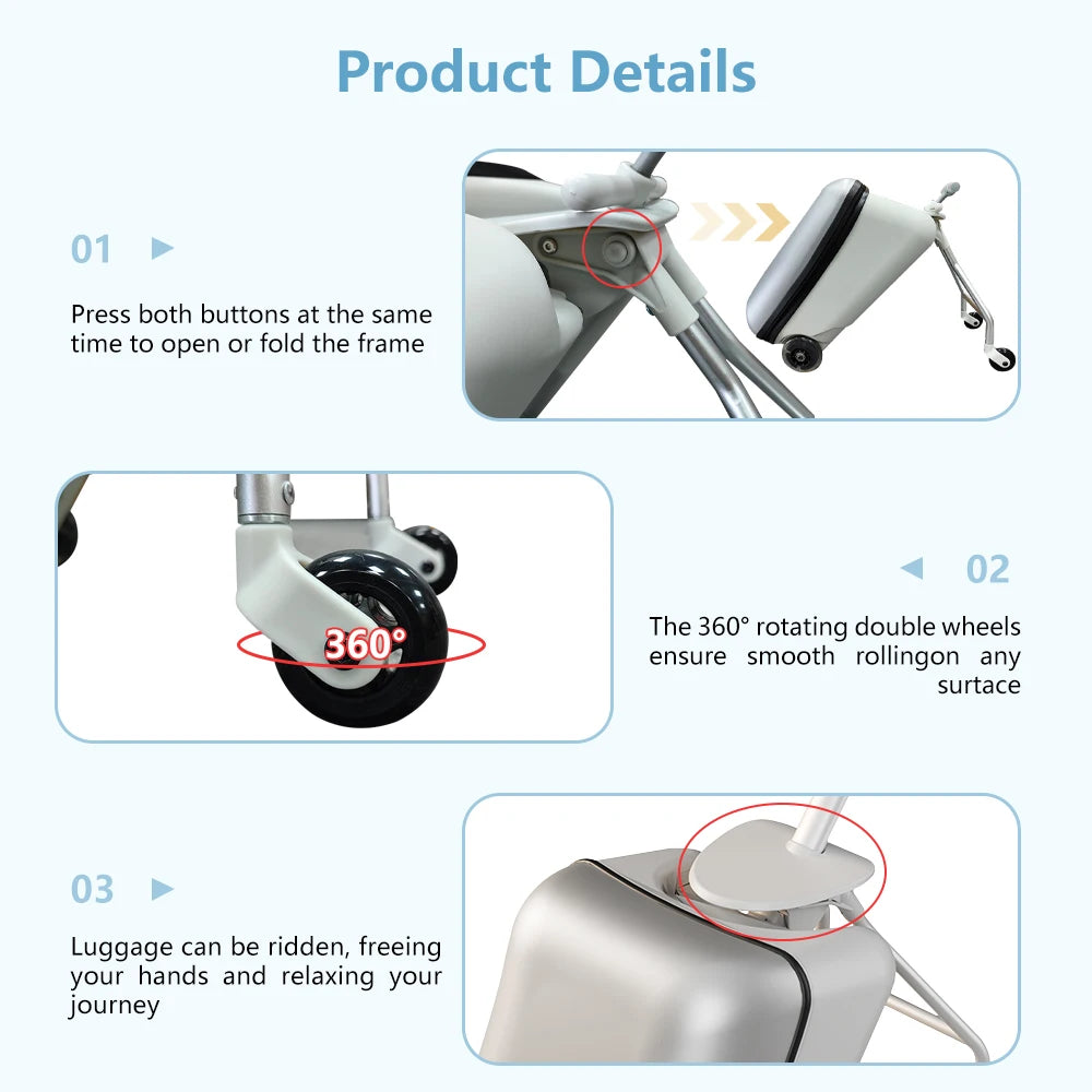 Travel-Kids Case™ | Valigia Trolley Cavalcabile con Seduta Integrata - Ruote Girevoli a 360°