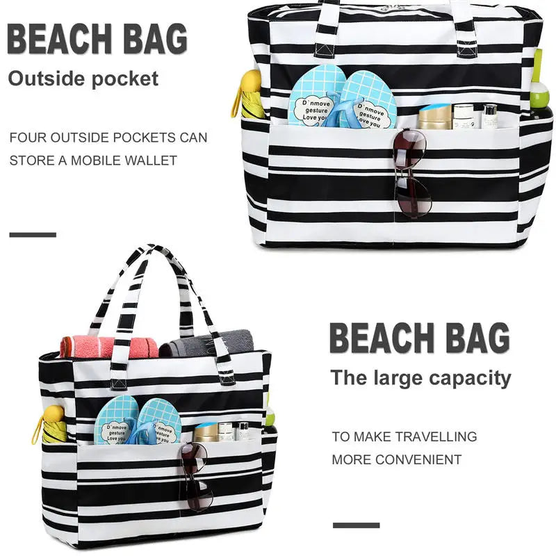 Summer-Tote™ | Borsa da Spiaggia Impermeabile in Oxford di Grande Capacità - Tasche Esterne per Accessori