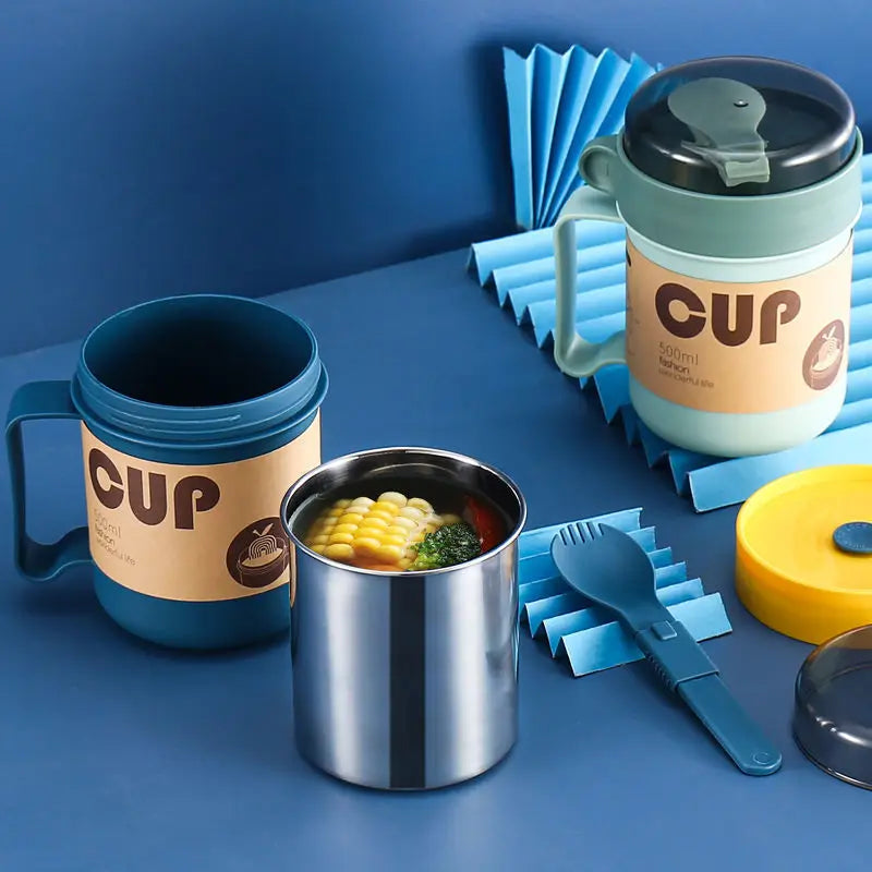 Swift-Soup Cup™ - Comfort | Tazza Termica Ermetica per Zuppa e Colazione - 500ml | con Cucchiaio Integrato e Manico Ergonomico