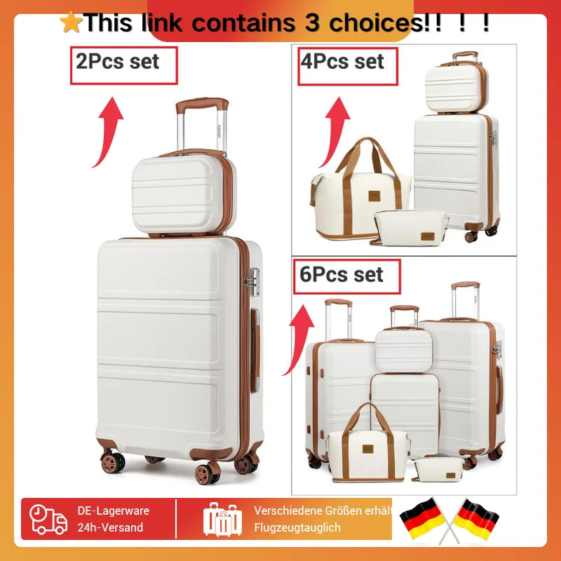 Globtreater™ Set | Kit Bagagli Coordinati Rigidi con Beauty Case e Organizer - Set Valigie Trolley 2/4/6 Pezzi