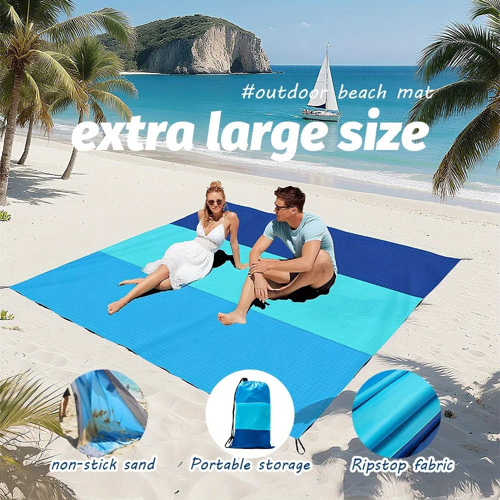 OceanMat SandFree™ | Tappetino da Spiaggia Ultra-Leggero con Picchetti - Antisabbia e Impermeabile