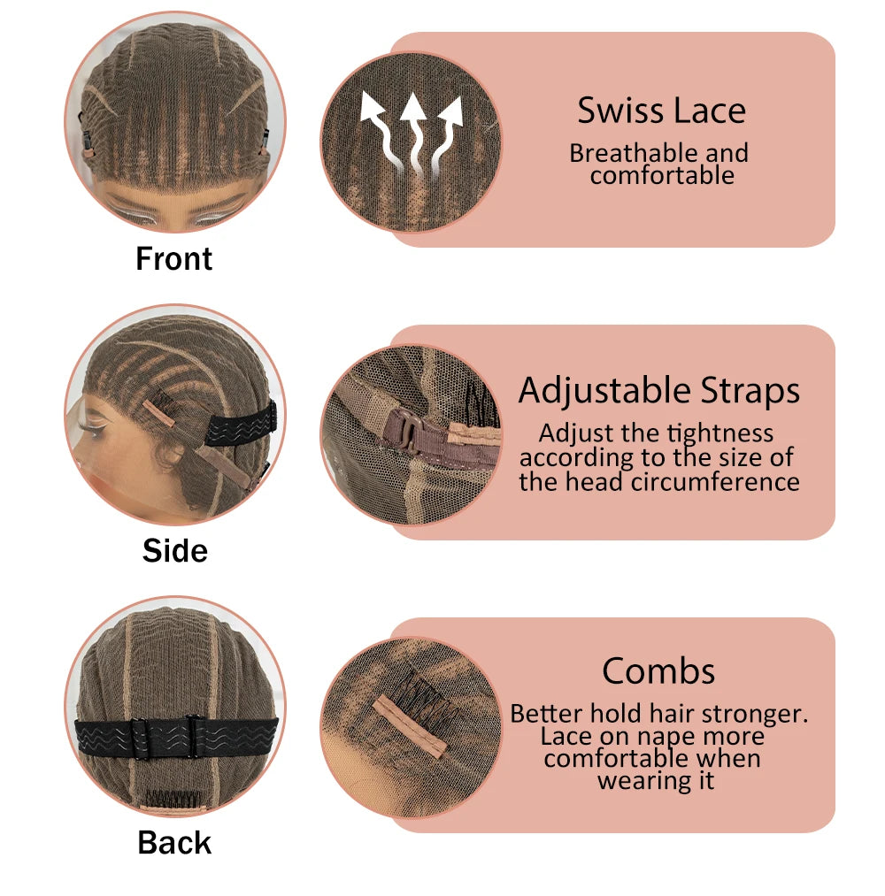 BraidedBob™ | Parrucca Sintetica Premium con Treccine Senza Nodi - Full Lace HD e Baby Hair