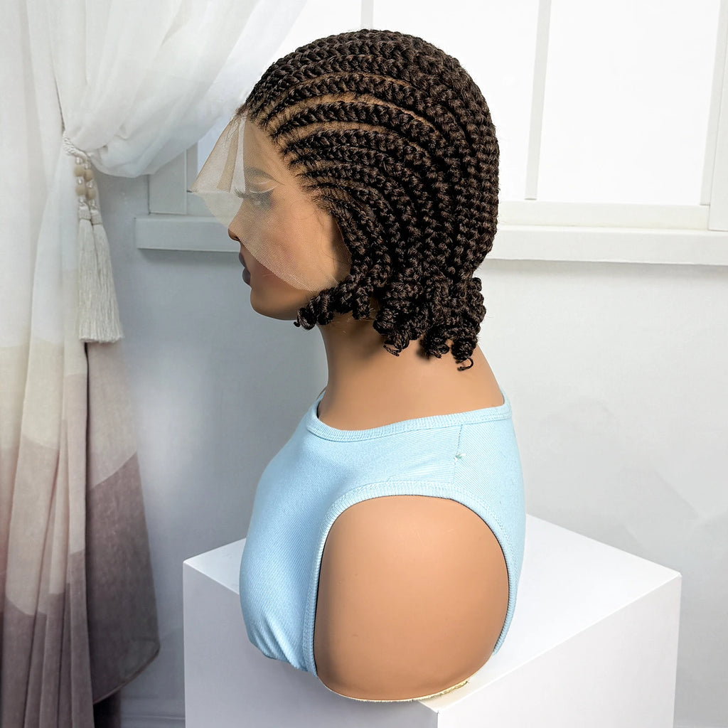 BraidedBob™ | Parrucca Sintetica Premium con Treccine Senza Nodi - Full Lace HD e Baby Hair