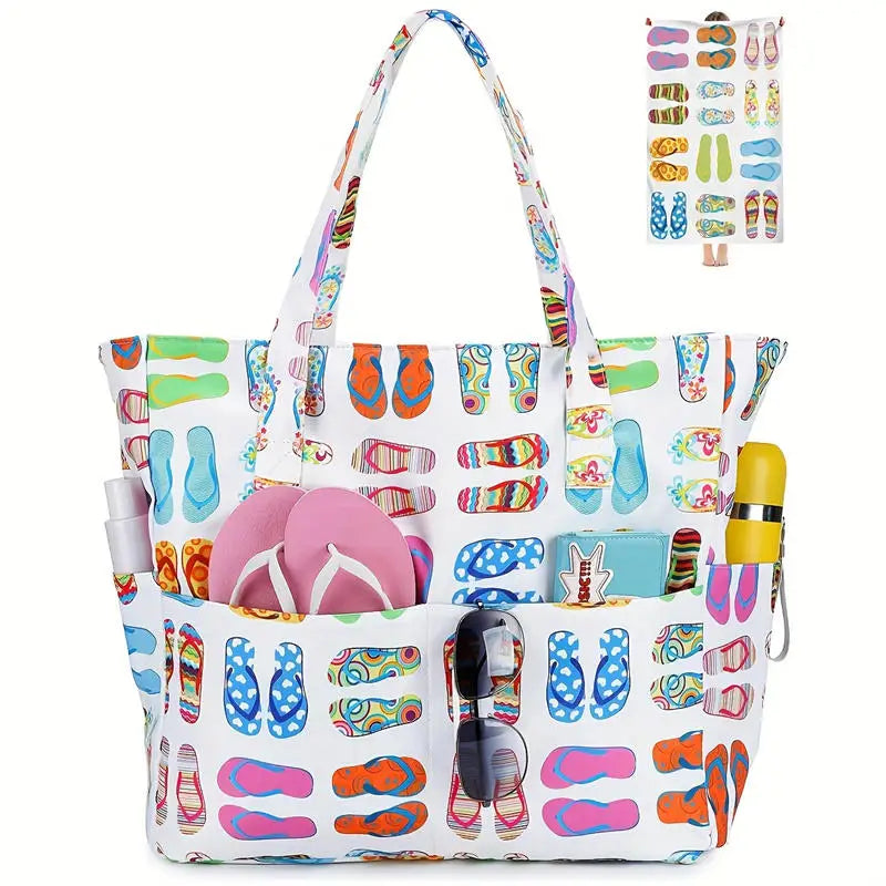 Summer-Tote™ | Borsa da Spiaggia Impermeabile in Oxford di Grande Capacità - Tasche Esterne per Accessori